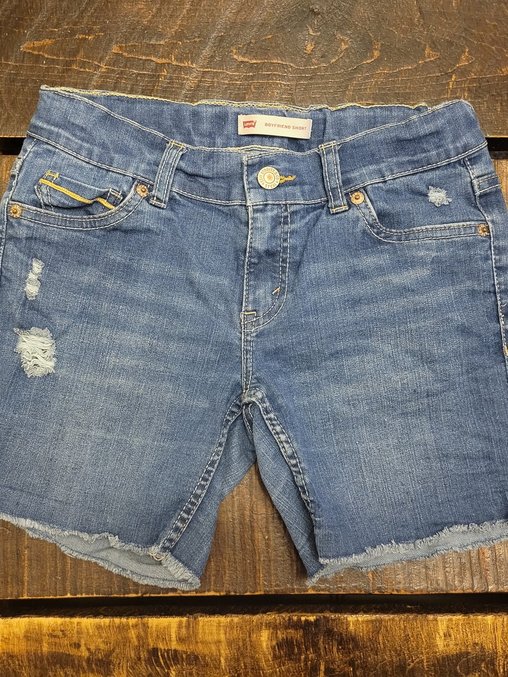Levi's Young Girls Blue Distressed Denim Shorts Size 12